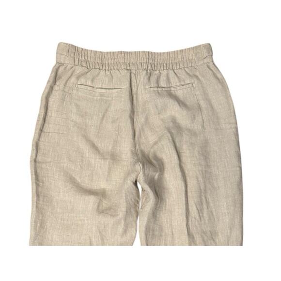 Athleta Voyager Pants Natural Beige 100% Linen Tapered Size 12 Coastal - Picture 7 of 8